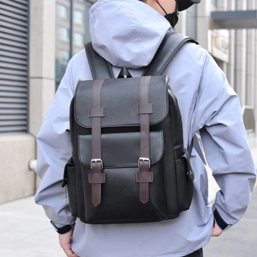 Large Capacity Computer Bag PU Leather Backpack Korean Office Bag  Office Use