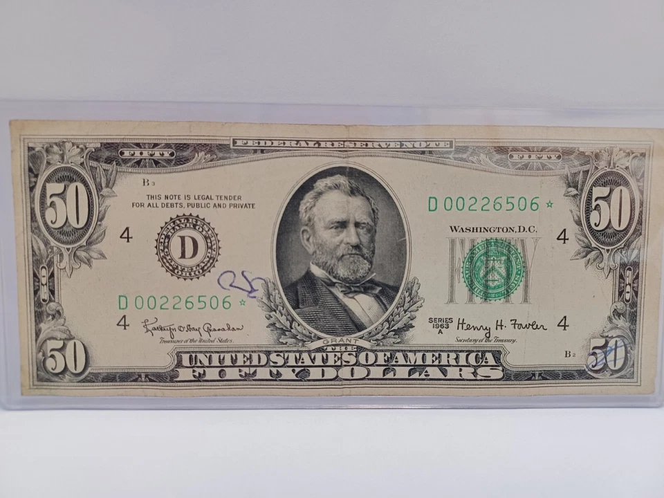 *1963 A $50 Dollar Bill *STAR NOTE* Cleveland D 00226506* - Image 2 of 4