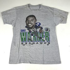 Vintage Curt Warner Caricature 1987 t-shirt NFL Football Seattle Seahawks Small