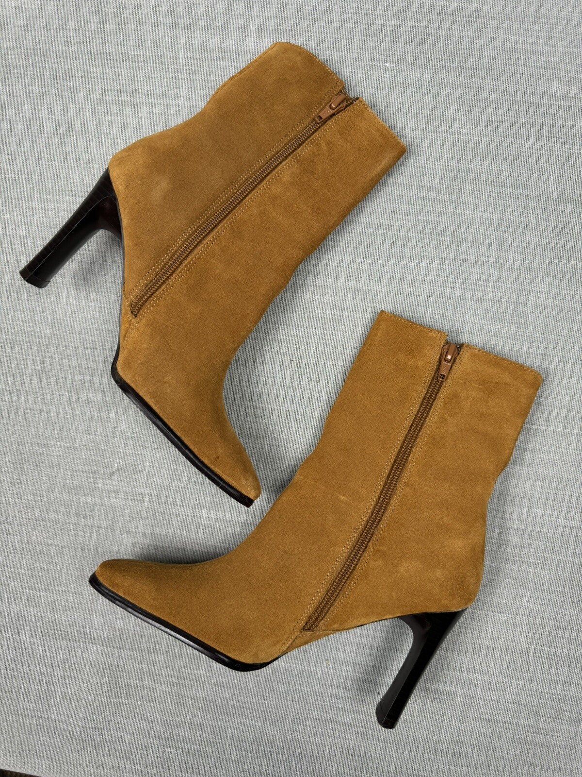 Brown Suede Fringe Ankle Boots Y2K Boho Chic Western Cowgirl Square Toe 90s US 6