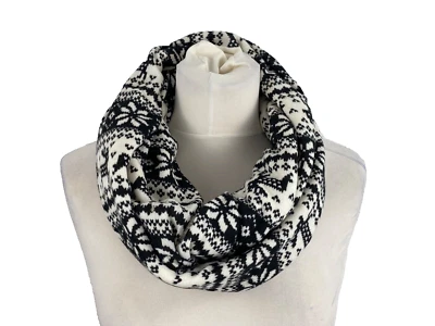 Schal Loop Tuch Damen Schwarz Weiß Rentier Winter Kuschelfell Warm Ski Boom It