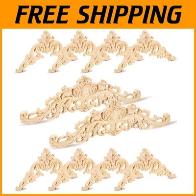 10-Piece Wood Appliques Set - DIY Furniture Decor Large Size