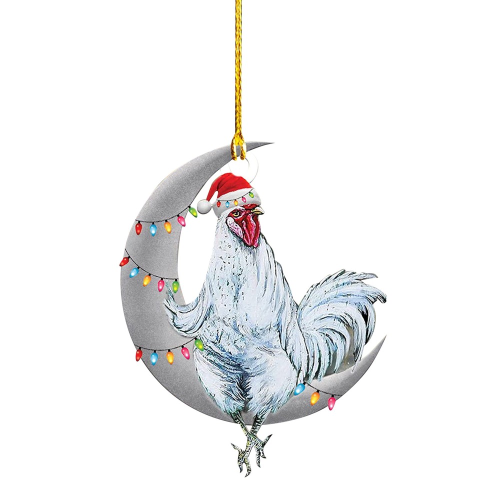 Christmas Pendant Chicken With Hat Scarf Christmas Tree Hanging Ornament Holiday