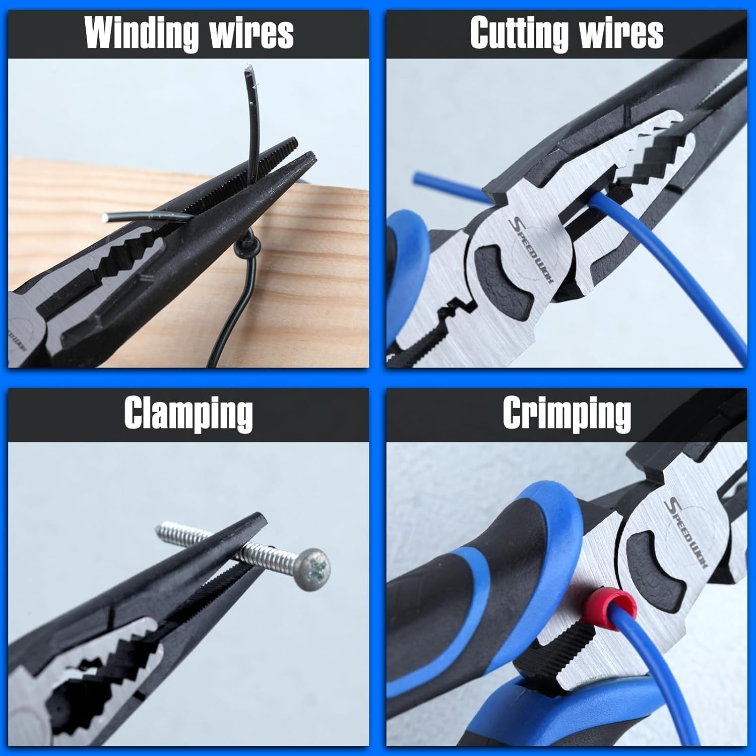 SPEEDWOX 8-Inch Multifunctional Tool Pliers Multipurpose 8", Blue & Black 