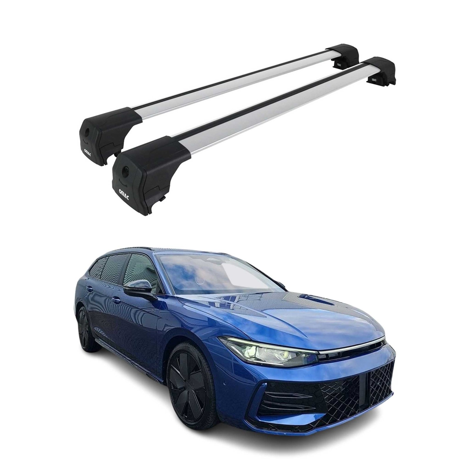 Barres de toit Passat B9 Break aluminium gris anti-sifflement 2x
