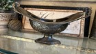 VTG Antique Brass Hammered Metal Ornate Planter Pedestal Boat Genie Bowl — photo 3