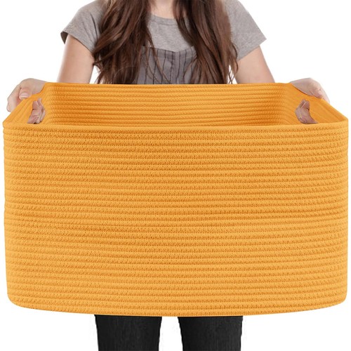 Extra Large Orange Storage Basket, 23.6" x 17" x 12" Rectangle Baskets for Or...