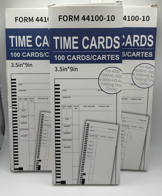 (3 Pack) Genuine Pyramid 44100-10 Time Cards  for 4000/5000 Series (300 Cards)