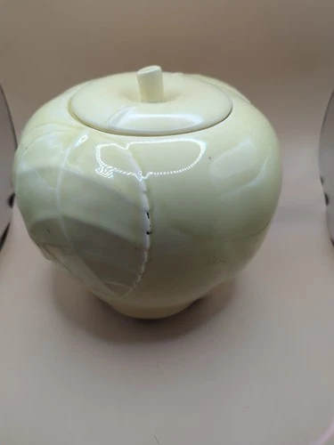 Rare* Yellow Hull Pottery Blushing Apple 1940's Mid Century Cookie Jar 6" HG5