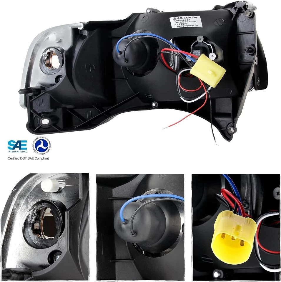 Faros proyectores LED halo humo negro para Dodge Ram 1500 2500 3500 1994-2002 Foto 3 de 4