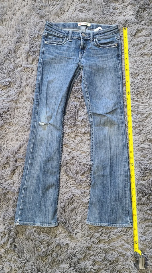 Jeans Levis para niñas talla 12 cintura ajustable agujero en rodilla corte bota Foto 4 de 4