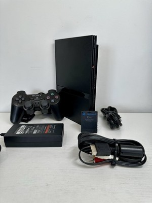 Sony PlayStation 2 Slim PS2 Black Console Bundle OEM- control/cables/memory card