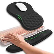 Wave Keyboard Wrist Rest Ergonomic Mouse Pad Support Memory Foam Black 2in1