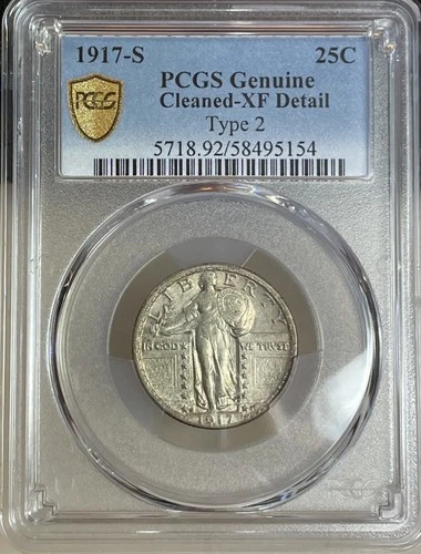 1917-S Type 2 25C Standing Liberty Quarter - PCGS Gold Shield - XF Detail