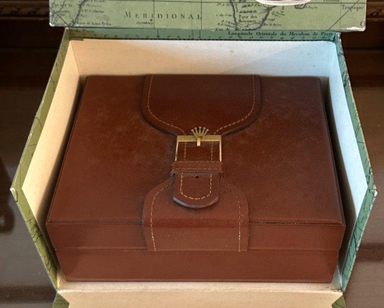 Vintage Rolex Day-Date Watch Box Case 71.00.02 Brown Wood w/ Outer Box *READ*