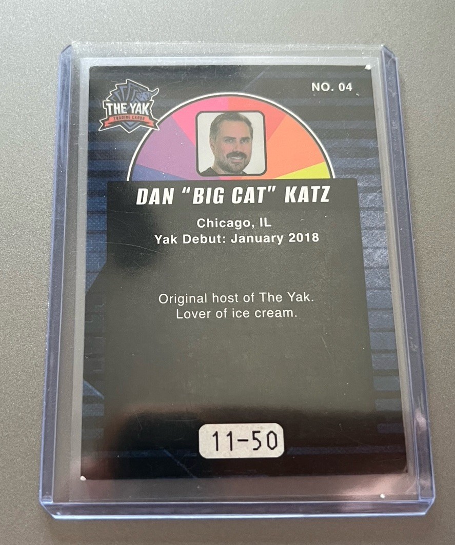 Barstool The Yak Trading Cards- Series One Dan “Big Cat” Katz” 11-50