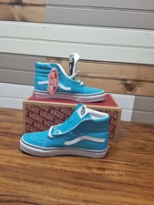 Vans Off The Wall Youth Boys Sk-8 Hi Sneakers Size 4.5 Suede/Canvas Teal/White