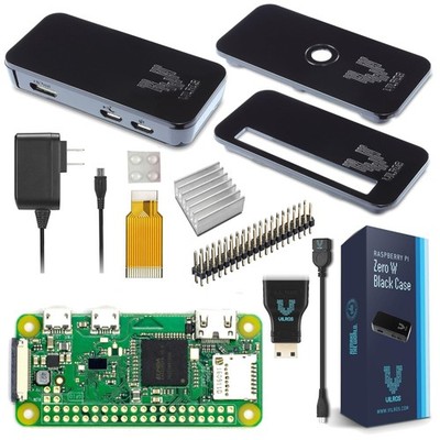 Raspberry Pi Zero W Starter Pack + Black Plastic Case