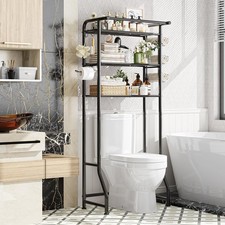 Over The Toilet Storage Cabinet Metal Bathroom Shelf Organizer W/ Paper Holder