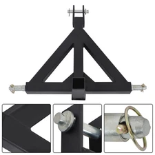 3 Point 2'' Black Trailer Receiver Hitch Tow Drawbar Category 1 Tractor Adapter