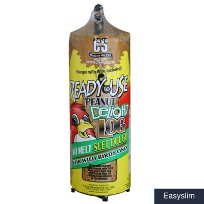 Wild Bird Seed Suet Log Peanut Delight, Ready to Hang Feeder, 15.5 oz