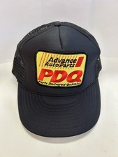 Vintage Advance Auto Parts Hat Cap Snapback Black Trucker PDQ Logo Patch NISSAN