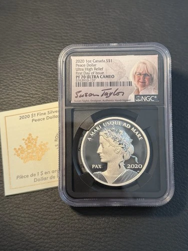 2020 Canada Peace Dollar UHR 1oz .999 Silver NGC PF70 UC Susan Taylor Signature