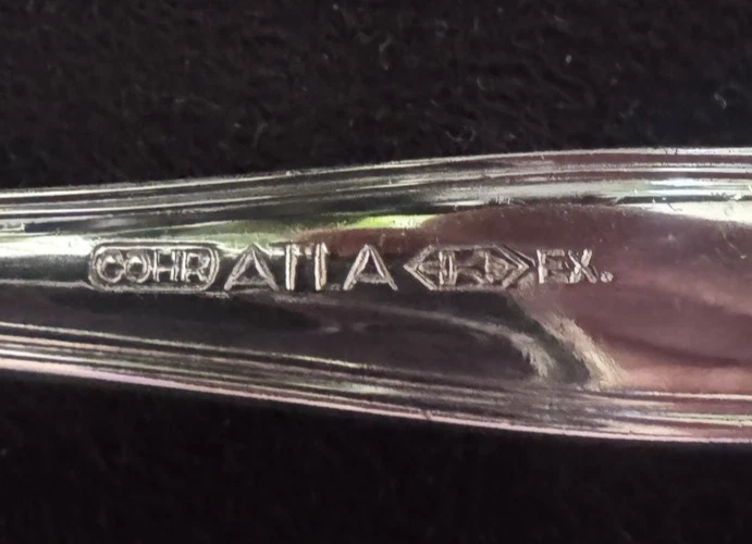 Dos horquillas infantiles sin usar estampadas Cohr ATLA EX placa de plata pesada con caja original Foto 3 de 4