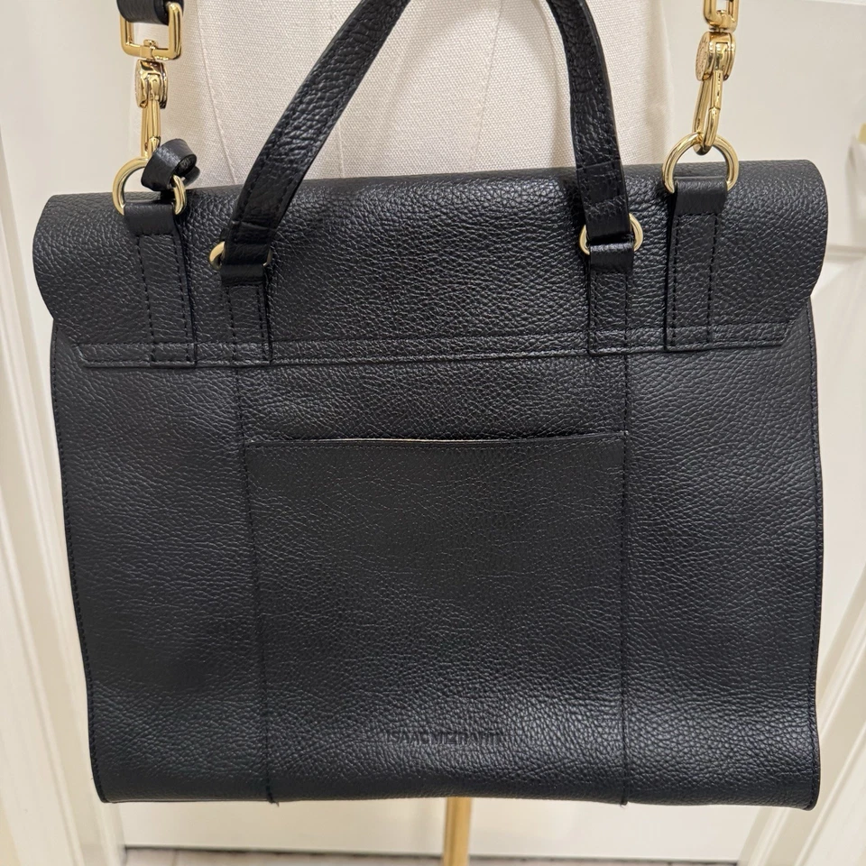 Isaac Mizrahi, Nolita Cuero Guijarro Cremallera Cartera Bolso de Mano Cartera - Negro Foto 3 de 4