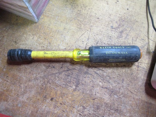 Klein Tools 640-9/16" Coated Hollow-Shaft Nut Driver USA USED CONDITION