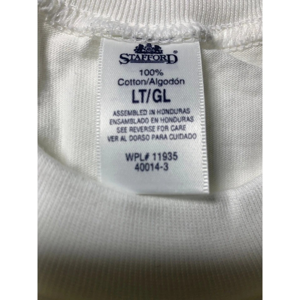 Paquete de 2 camisetas interiores grandes beige Stafford vintage años 90 para hombre cuello redondo Foto 3 de 4