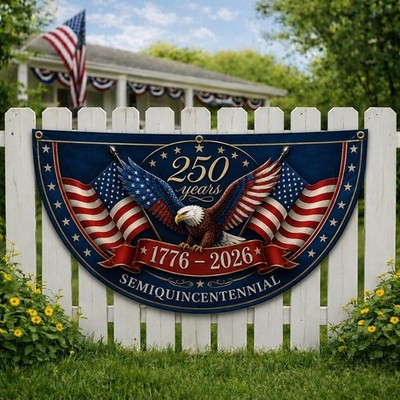 America 250th Anniversary Semicircle Flag, Patriotic Eagle Banner Decor