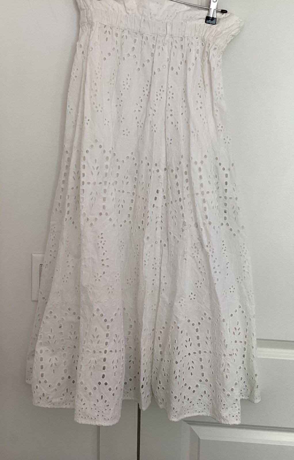 h and m white ladies cotton eyelet midi skirt size xs