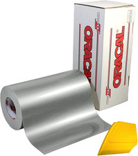 651 Silver Grey Calendared Vinyl   Glossy Permanent Adhesive Roll 12" X 5Ft  Y