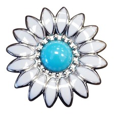 C-TY08 Set Of 8 Western Screw Back Concho White Enamel Stone Floral Saddle