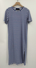 Pomander Place Dress Womens Medium Blue Striped Tuckernuck Midi Slit