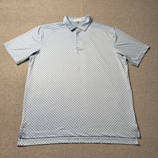 Peter Millar Polo Shirt Mens XL Blue Skull Geometric Print Summer Comfort Golf