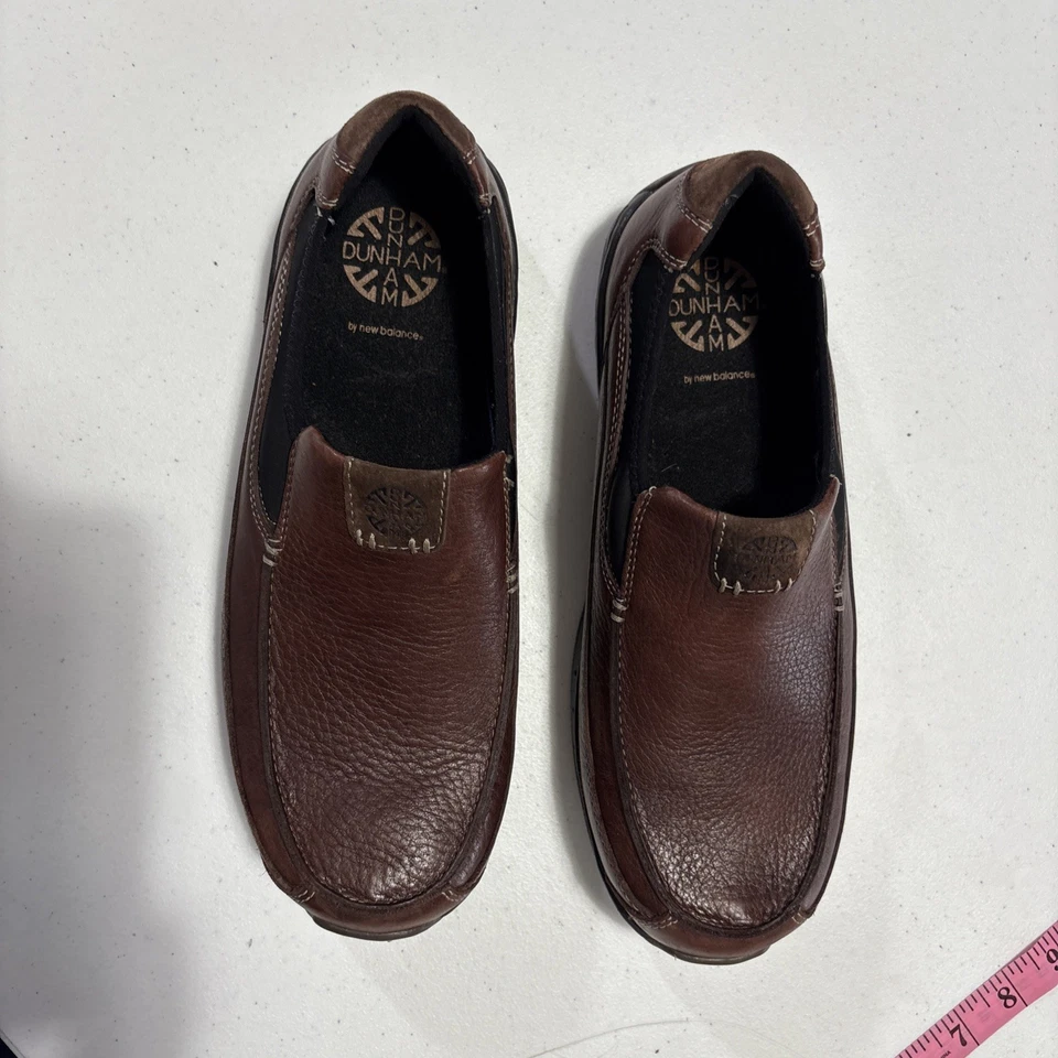 Mocasines sin cordones Dunham de cuero marrón para hombre, talla: 8,5 2 E Foto 2 de 4