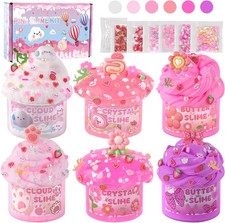 6 Pack Slimes, Pink Slime Kids, Cloud Slime Kit for Girls Ages 8-12, Toys for Gi