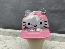 Girls Hello Kitty Sanrio Pink White Mesh Trucker Hat Cap with Sequin Shaker Ears