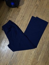 Flex Core Navy Solid Scrub Set V-Neck Short Sleeve Top Pants Size S