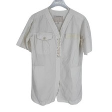 Marc Jacobs Dress Linen Cotton size 8 White Button Front Pockets 