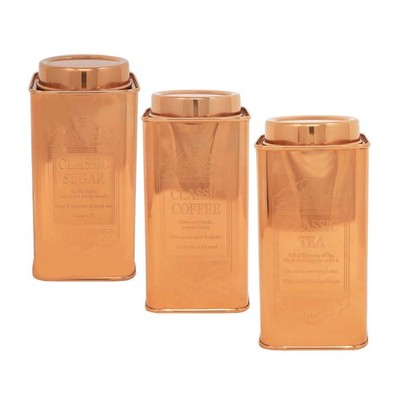 Tee Kaffee Zucker Kanister Set Luftdicht Küche Vorratsdose Metallic Kupfer 3 Teile