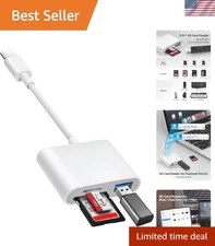 Dual Slot USB-C Reader for SD/MicroSD with USB-A Port - Photography Essential