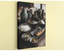 Japanese Breakfast Wall Art Rustic Still Life Canvas Print Asian Cuisine