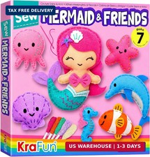 KRAFUN Mermaid Sea Animals Sewing Kit for Kids Age 6  7 Projects