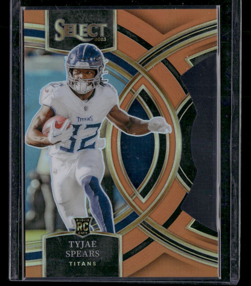 2023 Panini Select #172 Tyjae Spears Orange Prizms Die Cuts #/399 Titans