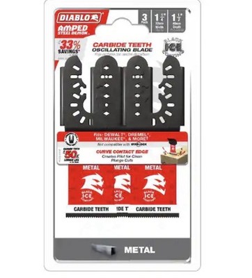 Diablo DOU125CF3, 1-1/4-in. AMPED Universal Oscillating Blades for METAL, 3-Pack