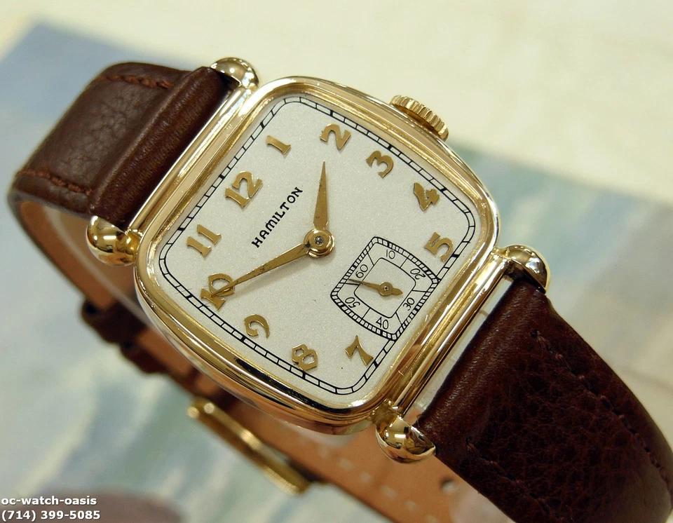 Hamilton Martin 1946 vintage, impresionante esfera plateada, reparado, 1 año de garantía Foto 3 de 4