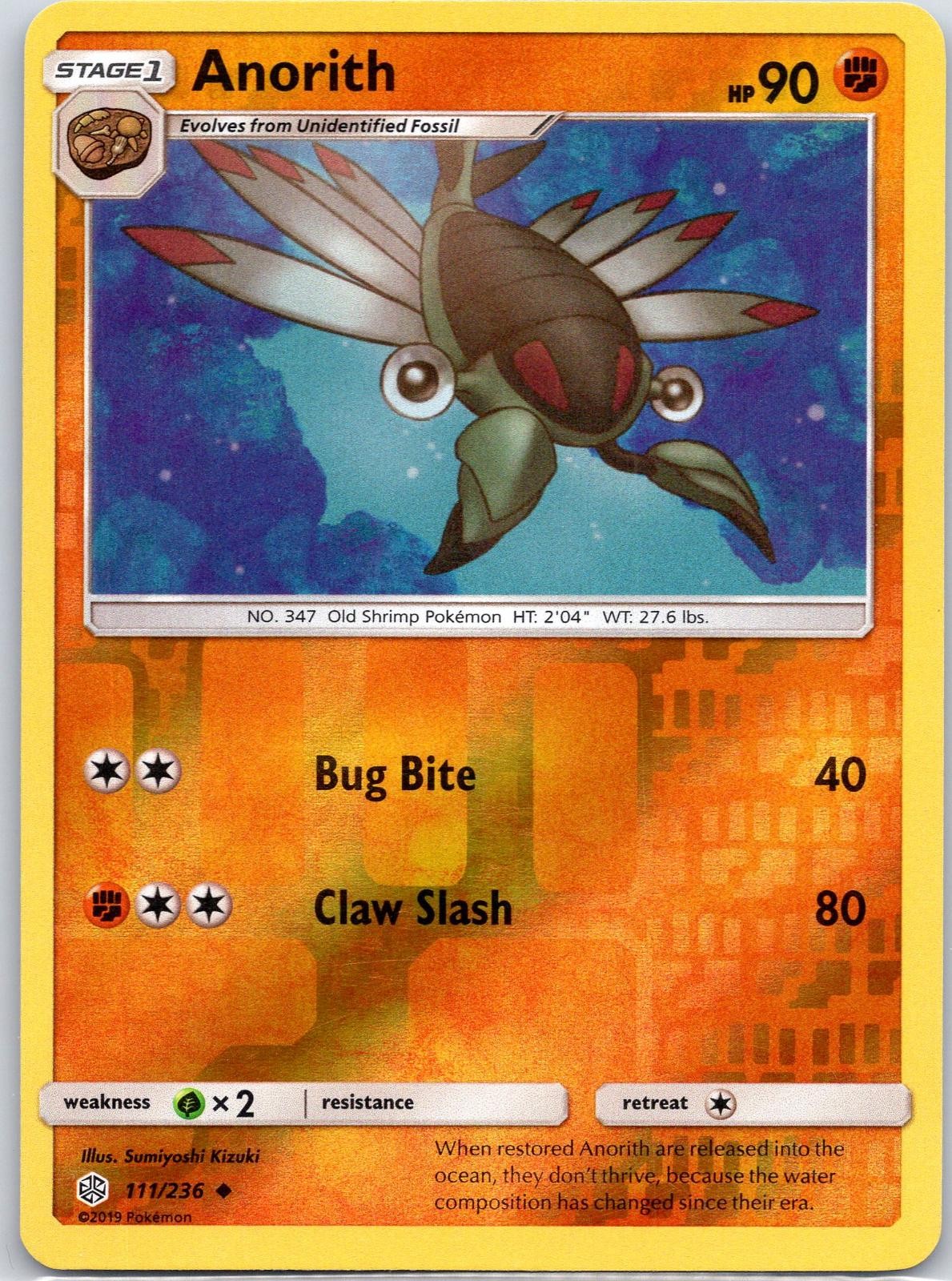 Anorith 111/236 Uncommon Cosmic Eclipse Pokemon Reverse Holo Lightly Played